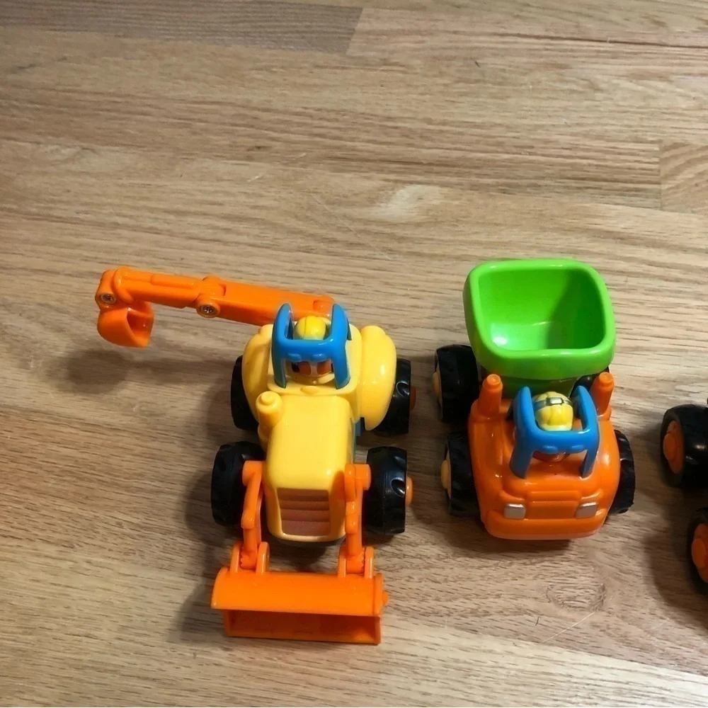 Friction Car Bundle Lot Tractor Wagon Dump Truck Excavator Cement Truck Red